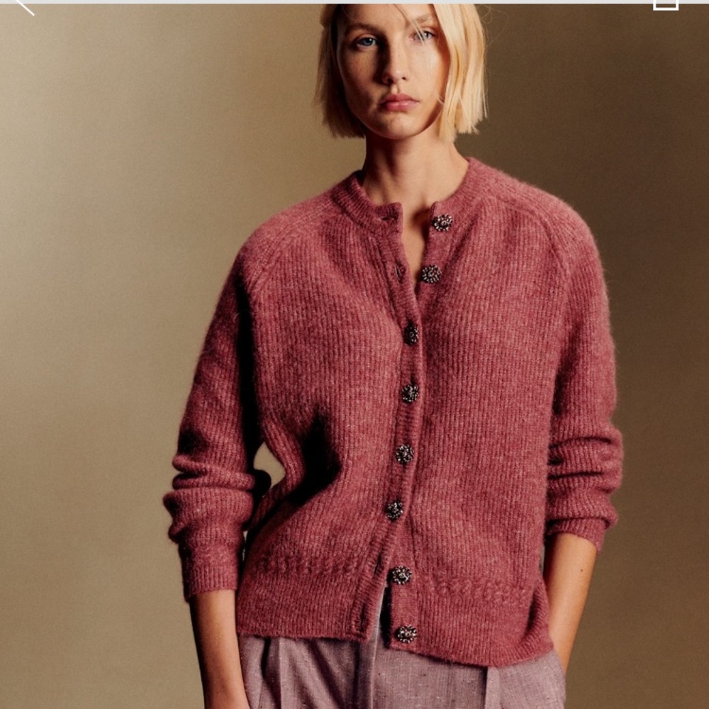 Sezane Othello Cardigan in Rosewood